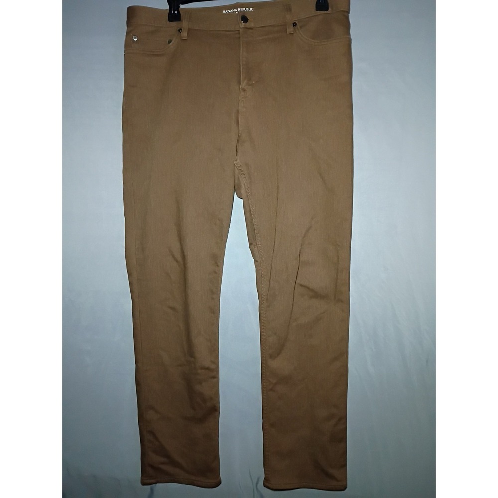Banana Republic Traveler Jeans Mens 36x32 Dark Tan Slim Fit Stretch Denim Pants